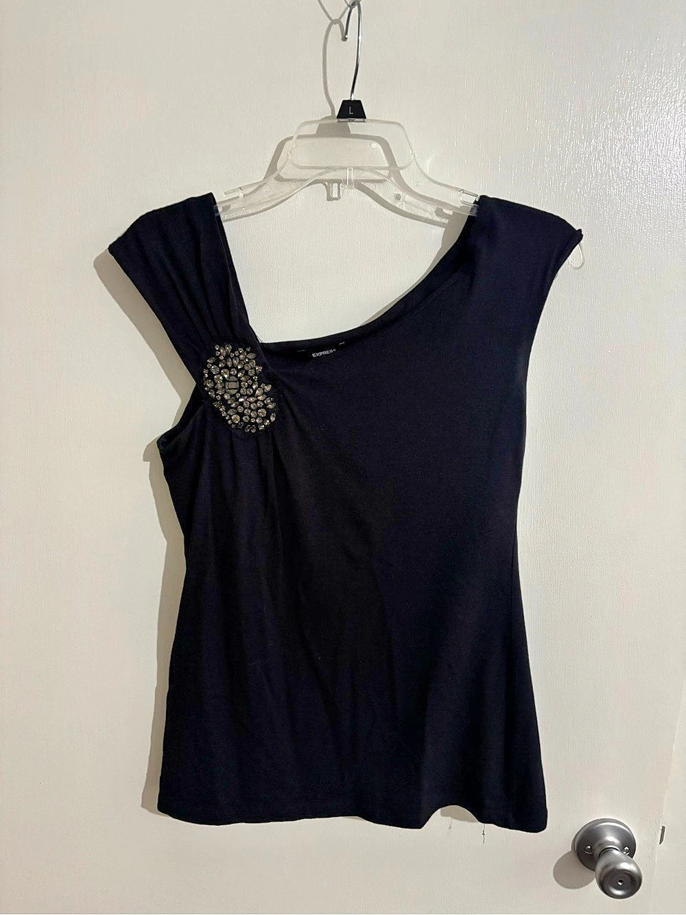 Vintage Express Embellished Black Tank Top Size Medium Like New
